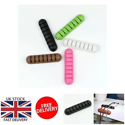 Cable Organizer Clips Ties Tidy Cord Holder Desk Wire USB Charger UK • £2.49