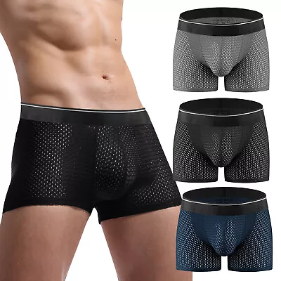 $8.99 • Buy Sexy Men's See-through Boxer Briefs Sheer Mesh Pouch Underwear Panties Lingerie