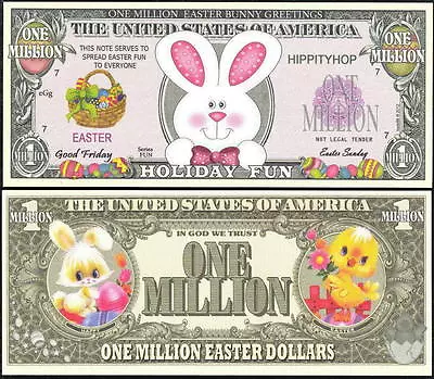 EASTER BUNNY / HOLIDAY FUN MILLION DOLLAR NOVELTY BILL Lot Of 10 BILLS • $5.49