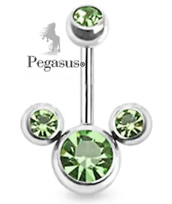£7.99 • Buy NEW - Green  Minnie  Mickey Mouse  Crystal Belly Navel Bar Barbell