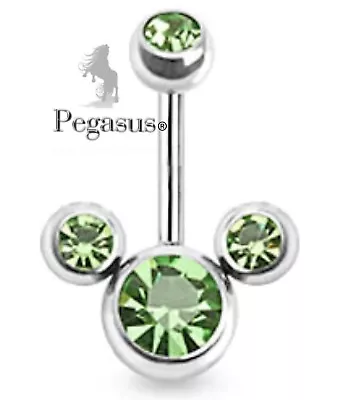 NEW - Green  Minnie  Mickey Mouse  Crystal Belly Navel Bar Barbell • £7.99