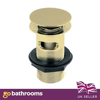 £19.99 • Buy Bathroom Sink Plug Gold Pop Up Push Button Basin Waste Click Clack | Slotted