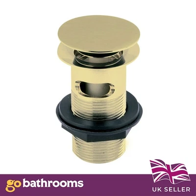 £19.99 • Buy Bathroom Sink Plug Gold Pop Up Push Button Basin Waste Click Clack | Slotted