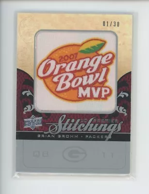 Brian Brohm Logo Patch Rc /30 2008 Ud Premier Stitchings Orange Bowl Mvp Uofl • $19.99