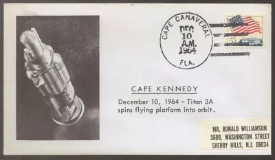 $6.95 • Buy 1964 Cape CANAVERAL Titan 3A Cape Kennedy US Space Flight Cover