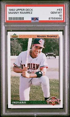 1992 Upper Deck #63 Manny Ramirez Rc Psa 10 B3897035-990 • $30.99