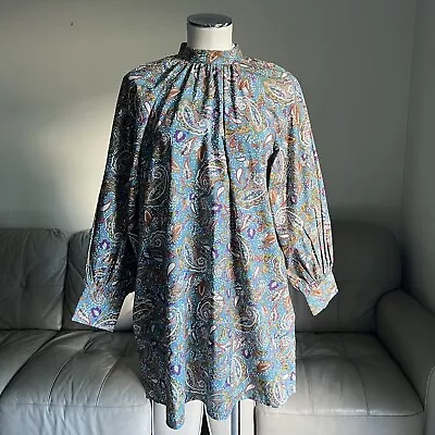 NEW $375 Carolina K Irina Mini Dress Sz XS Oversized Long Sleeve Paisley Boho • $154.91