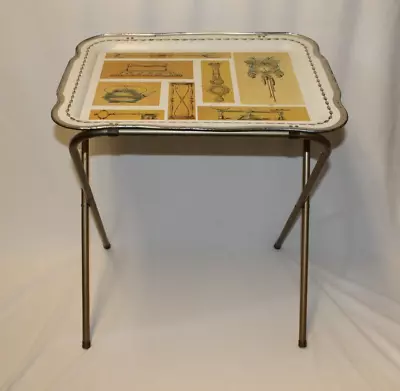 3 Vintage Mid-century Metal Tv Trays With Removable / Foldable Legs / Stands Ma • $39.99