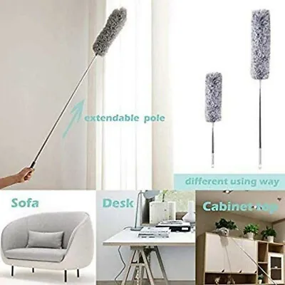 Extendable Cobweb Brush Angled Head Feather Duster Long Reach Telescopic Handle • £5.69