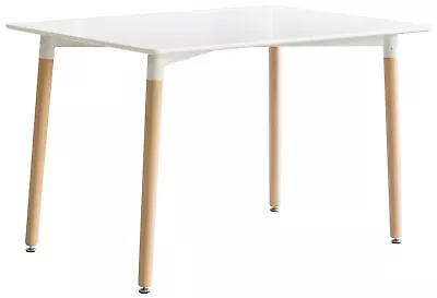 Mid-Century Modern Rectangular 4 Ft. Dining Table With White Tabletop And Solid • $294.76