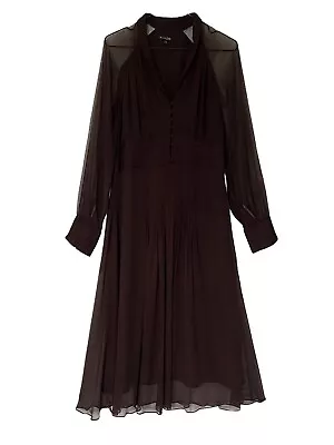 $75 • Buy Massimo Dutty Brown 100% Silk Midi Dress Size 12 AU 8 US 40 EU