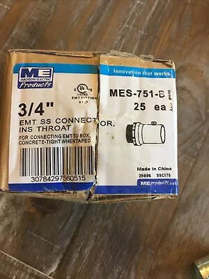 Madison Electric EMT SS Connector INS Throat 3/4  MES-751-B Box Of 25 Free Shipp • $12.30