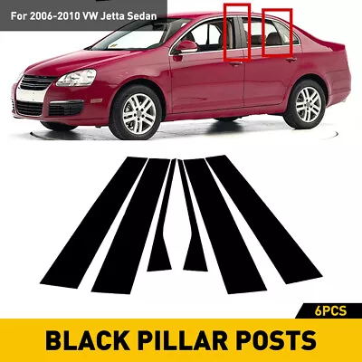 US Black 6Pcs Pillar Window Posts Trim Decal Fit VW Jetta MK5 Sedan 2006-2010 • $14.99