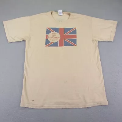 Vintage Led Zeppelin Shirt Mens Large Tan Union Jack Flag Band Concert Tee 90s ^ • $34.97