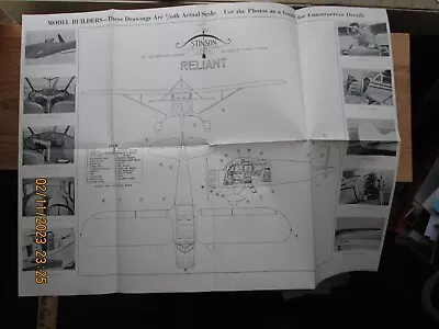 $16.99 • Buy Reliant Stinson Model Airplane Builders Drawings Guide For Construction