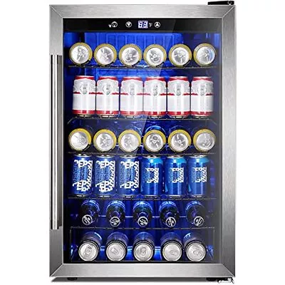 145 Can Beverage Refrigerator Cooler Mini Fridge Glass Door For Soda Beer Wine • $294.72