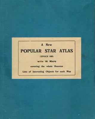 A NEW POPULAR STAR ATLAS Epoch 1950 By R. M. G Inglis 1974 Hardcover • $25