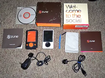 MICROSOFT ZUNE 30GB MP3 PLAYER COMPLETE W/BOX & EXTRAS - WORKS BUT NO SOUND !! • $99.99