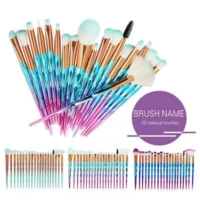 $9.49 • Buy 20PCS Diamond Unicorn Eyeshadow Eyebrow Blending Brush Set Eye Make-up BrushesAU