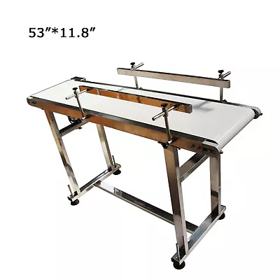 53 *11.8  White PU Belt Conveyor With Double Guardrails 110V Adjustable Speed • $634.97