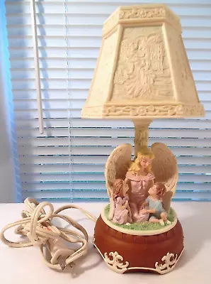 Vintage Angel & Children Musical Rotating Lithopane Shade Lamp  Heard On High  • $17