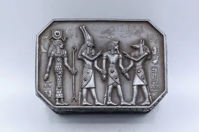 UNIQUE EGYPTIAN JEWELRY BOX Goddess Isis And God Anubis Hieroglyphic Handmade  • $145