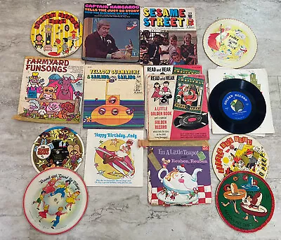 Vintage Lot Childrens Vinyl Records Mr. Pickwick Sesame + Cardboard Records • $16.95