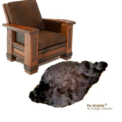 $119.99 • Buy 3' Brown Faux Fur Beaver Skin - Sheepskin Area Rug - Shag Throw - Bear Skin Pelt