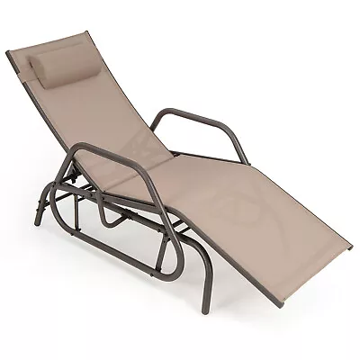 Patio Chaise Lounge Glider Recliner Chair Adjustable Sturdy Metal Frame • $109.98