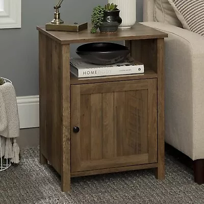 New Walker Edison Modern Farmhouse Grooved Door Wood Side Accent Table NB07 • $152.99