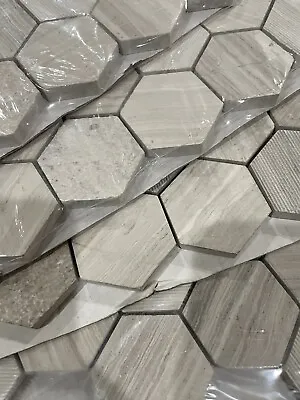 4 Sheets Honeycomb Hexagon 12”X11.75” Textured Marble Wall Tile 0.98sq Each • $79.99