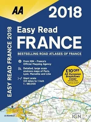 AA Easy Read France 2018 (AA Road Atlas) (Aa Road Atlas France)-AA Publishing • £14.25