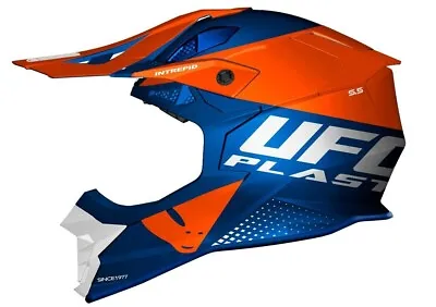 UFO 2024 Intrepid Motocross MX Helmet Blue Orange Matt - All Adult Sizes • $126.28