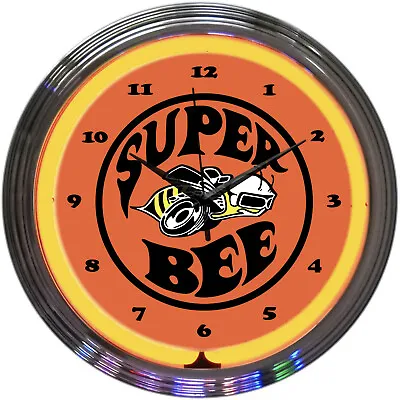 Dodge Super Bee Mopar Logo Orange Neon Hanging Wall Clock 15  Diameter 8SUPER • $74.99