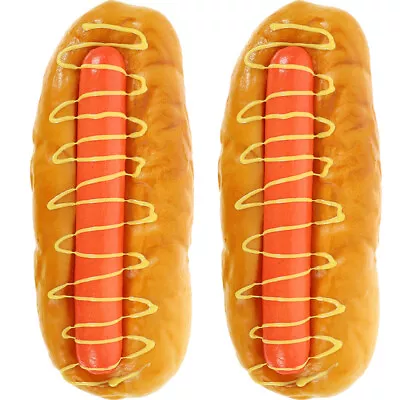  2 Pcs Simulated Hamburger Model Pu Fake Hot Dog Prop Artificial Food Props • £13.49