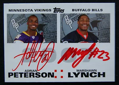 2007 TOPPS ROOKIE PREMIER DUAL RED AUTO - Adrian Peterson / Marshawn Lynch  Rare • $328.98