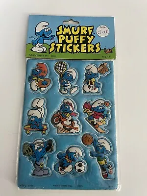 Vintage Smurf Smurfs Puffy Stickers New In Package 1981 Assortment # 1 • $12.99