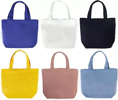 6 Pack Small Canvas Tote Bags 9X8X4Inch Reusable Cotton Shopping Bags Bulk DIY • $29.15