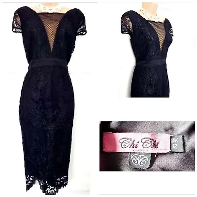 £19.99 • Buy 🌸 CHI CHI Black Crochet Midi Occasions Dress Size 12 🌸 FAST POSTAGE  🌸