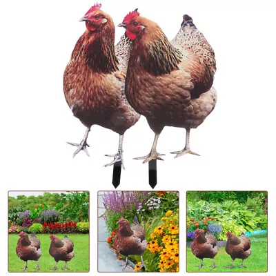  6 Pcs Chicken Garden Decoration Acrylic Metal Yard Art Sign • £45.78