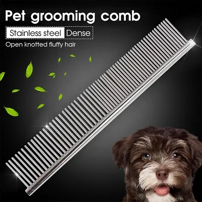 Pet Puppy Dog Cat Comb Metal Fur Rake Double Row Teeth Brush Grooming Hair New • £3.99