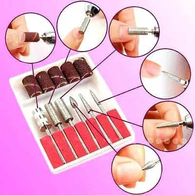 1 Set Kit 6 Pcs Nail Drill Bits Sanding Bands 3/32   Size Acrylic Art Tool USA • $6.89