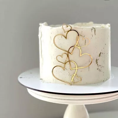 7 Heart Wedding Cake Topper Gold Silver Love Heart Cake Dessert Party Decoration • $9.95