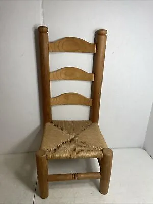 Vintage Wooden Woven Ladder Back Child's Or Doll Chair • $34.49