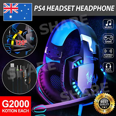 3.5mm Gaming Headset MIC LED Headphones Surround For PC Mac Laptop PS4 Xbox One • $28.95