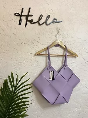 NWT Faux Leather Woven Large Lilac Tote Shoulder Bag • $19