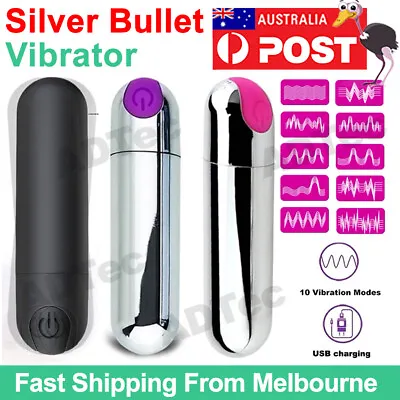 10 Speed USB Rechargeable Bullet Vibrator Massage Sex Toy Mini Adult Vibe Clit • $19.99