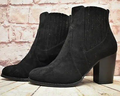 £9.45 • Buy Womens Red Herring Black Pull On High Heel Ankle Boots UK 3 EUR 36 Wide
