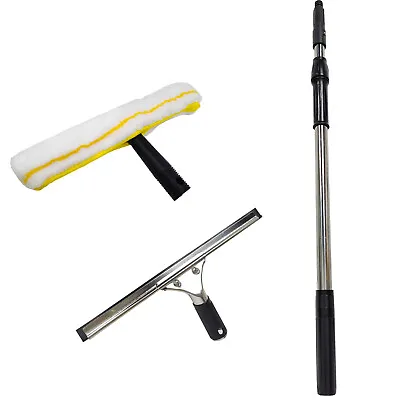 £10.99 • Buy Window Cleaning Kit Squeegee Glass Cleaner Telescopic Wash Conservatory Pole