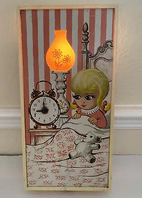 Vintage Clock With Nightlight Spartus Corporation Wall Clock Big Eye Girl 1967 • $59.99